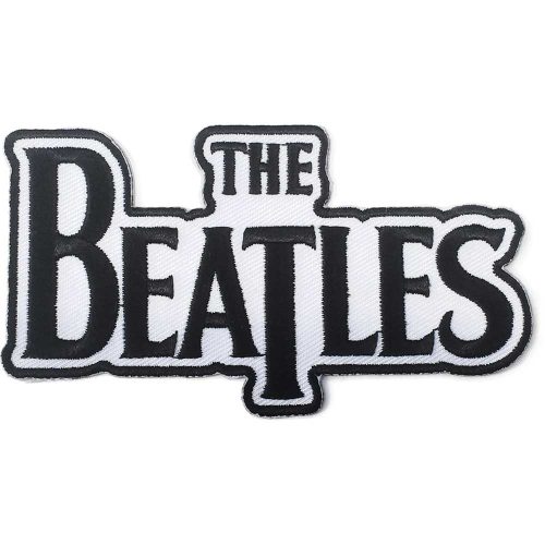 The Beatles Woven Patch: Drop T Logo Die Cut black on white